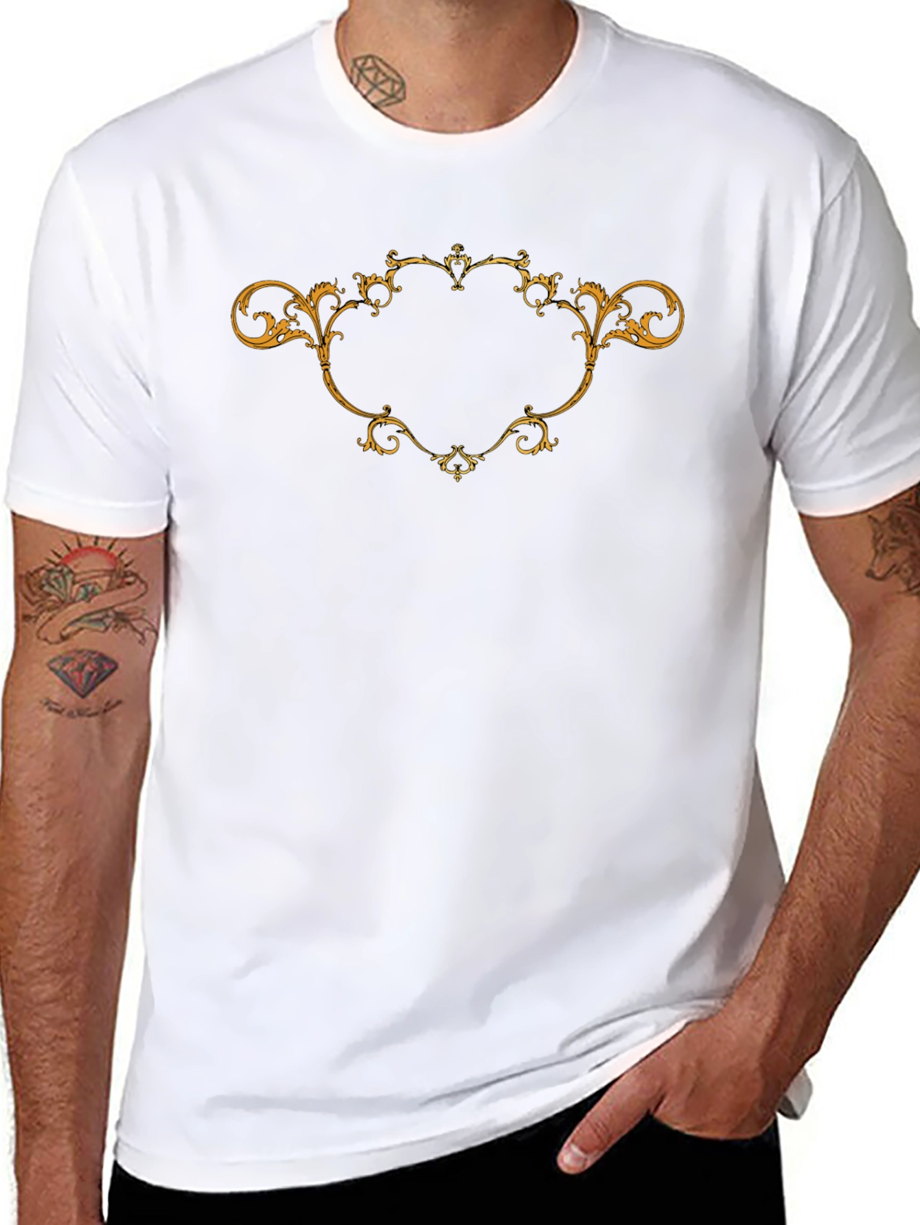 Elegant Scrollwork Graphic Tee - Classic Black T-Shirt