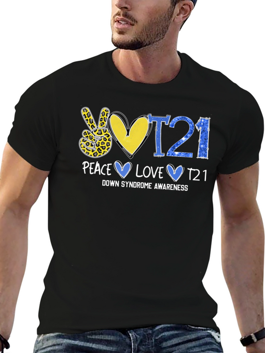 Down Syndrome Awareness Peace Love T21 Shirt