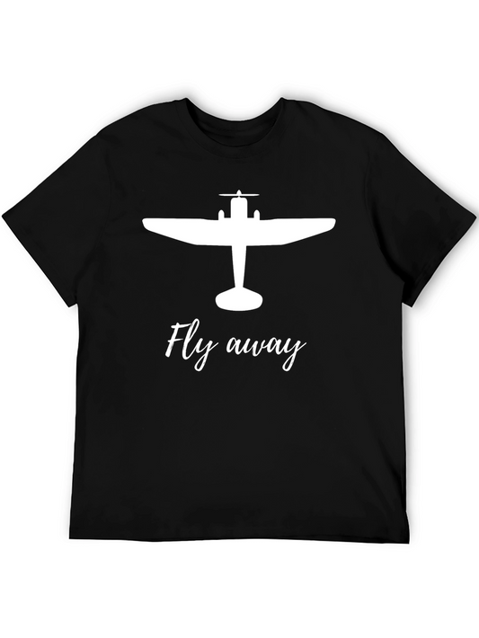 Fly Away Airplane Graphic Tee - Black