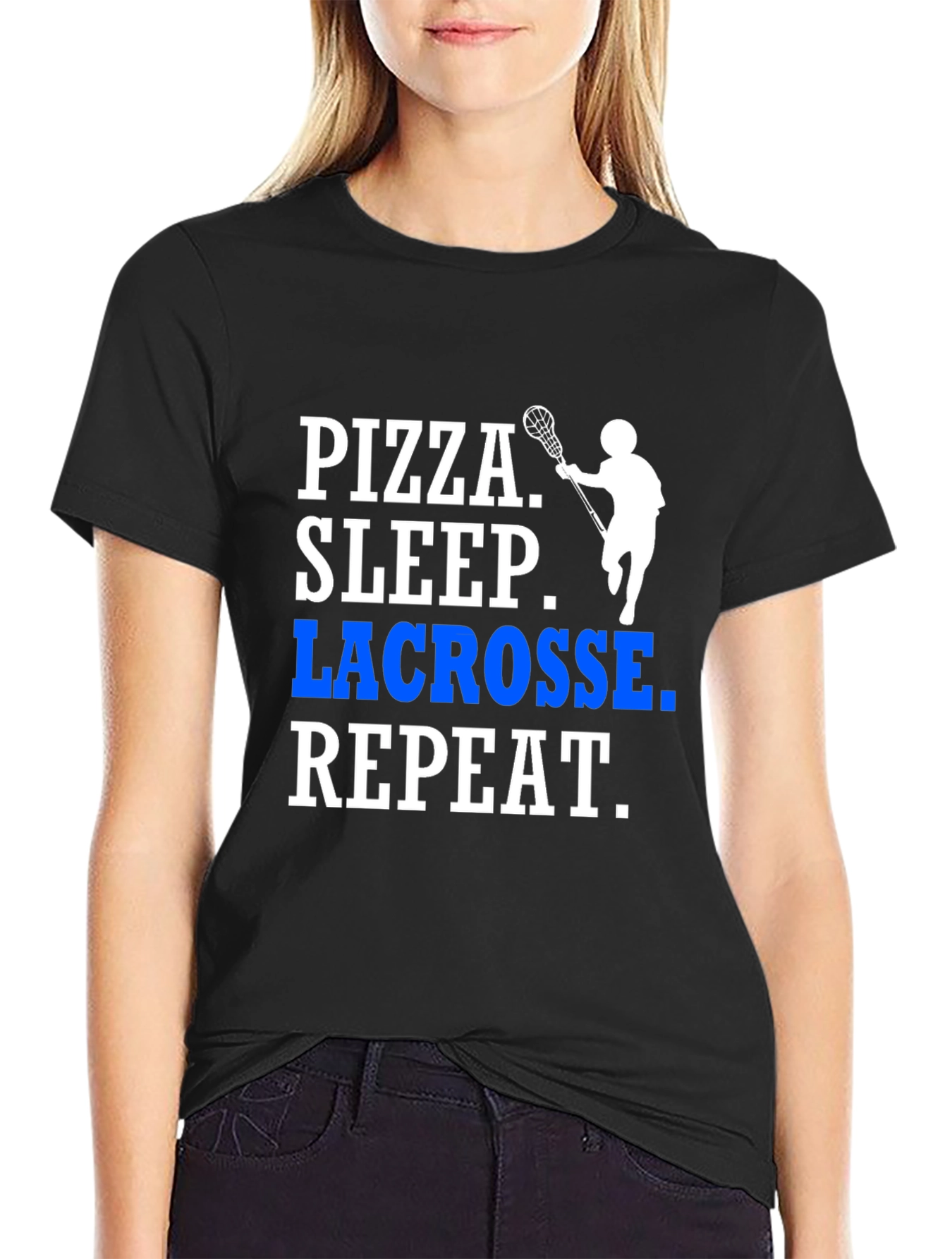 Pizza Sleep Lacrosse Repeat T-Shirt