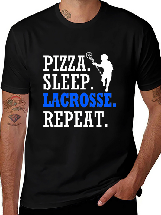 Pizza Sleep Lacrosse Repeat T-Shirt