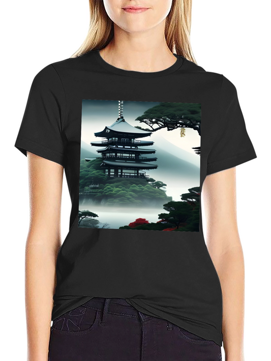Zen Garden Pagoda Black T-Shirt