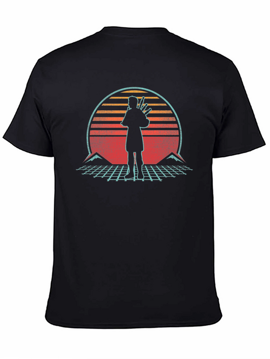 Bagpiper Synthwave T-Shirt - Retro Music Tee
