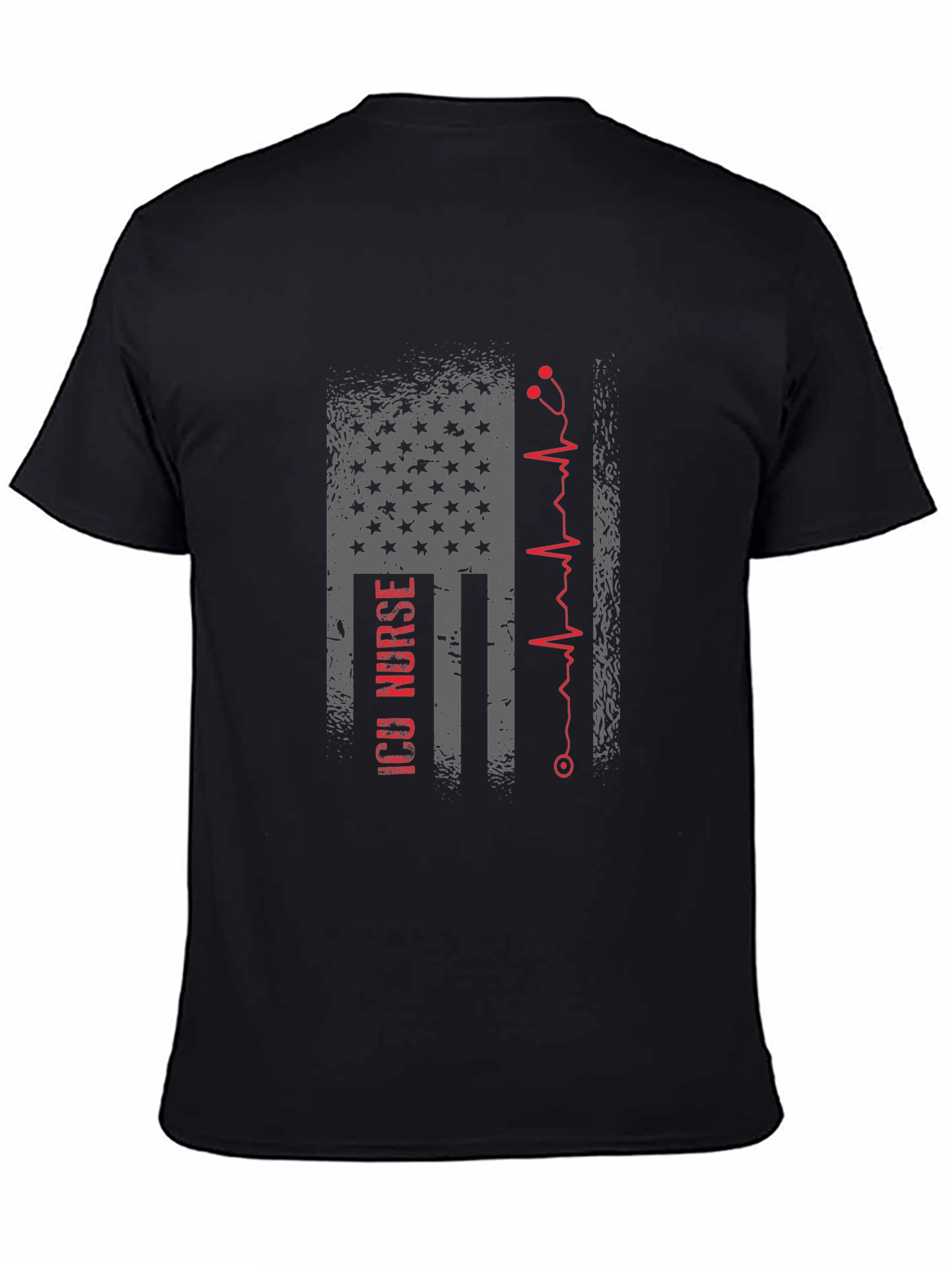 ICU Nurse American Flag Stethoscope T-Shirt
