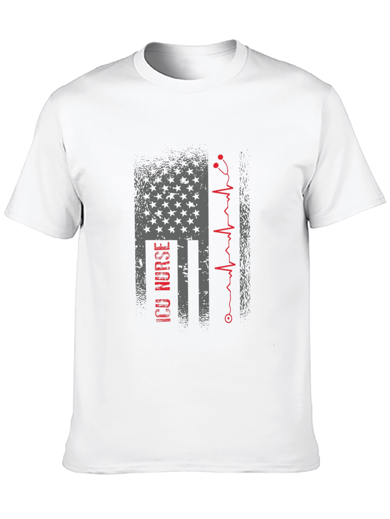 ICU Nurse American Flag Stethoscope T-Shirt