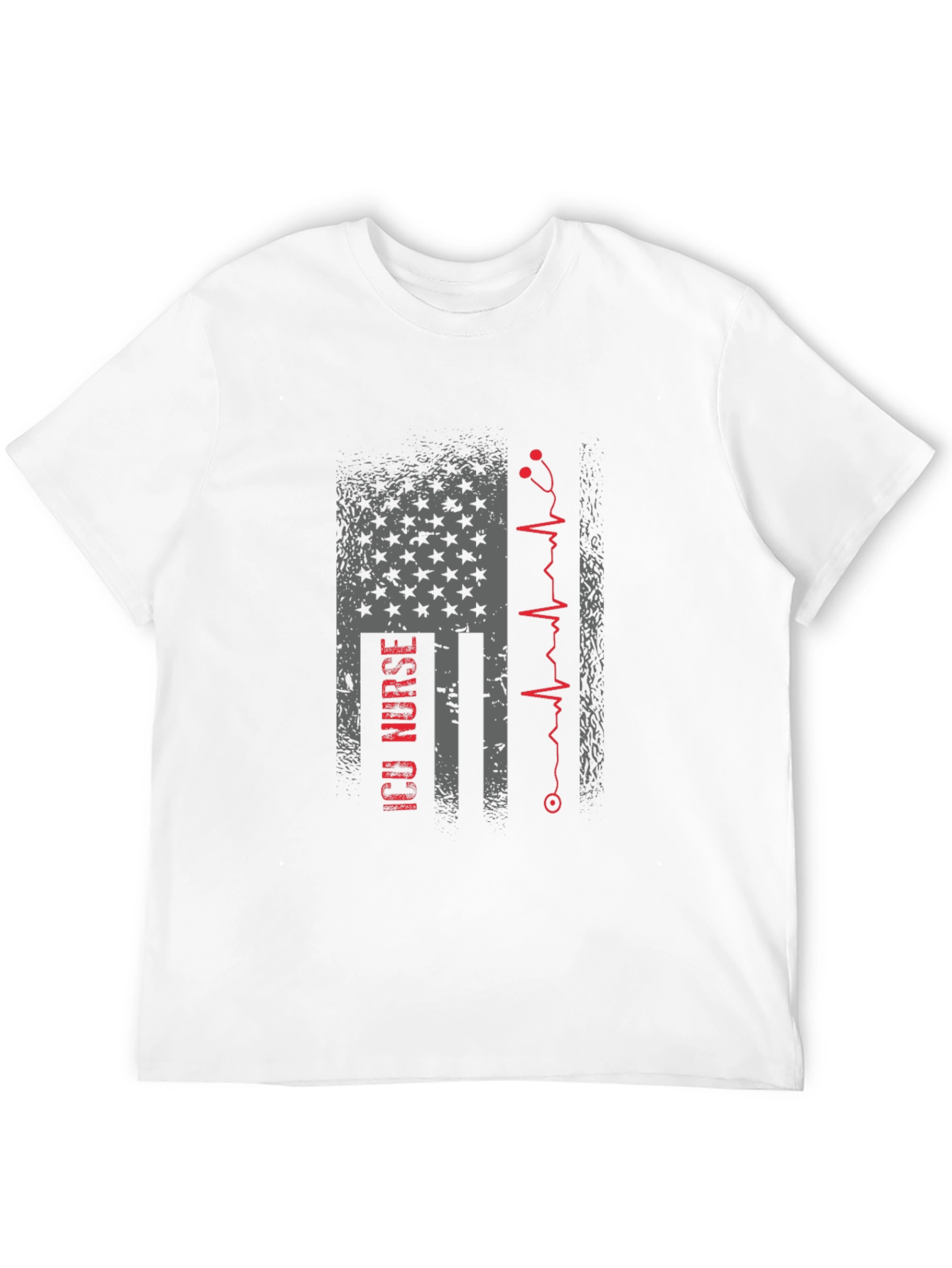 ICU Nurse American Flag Stethoscope T-Shirt