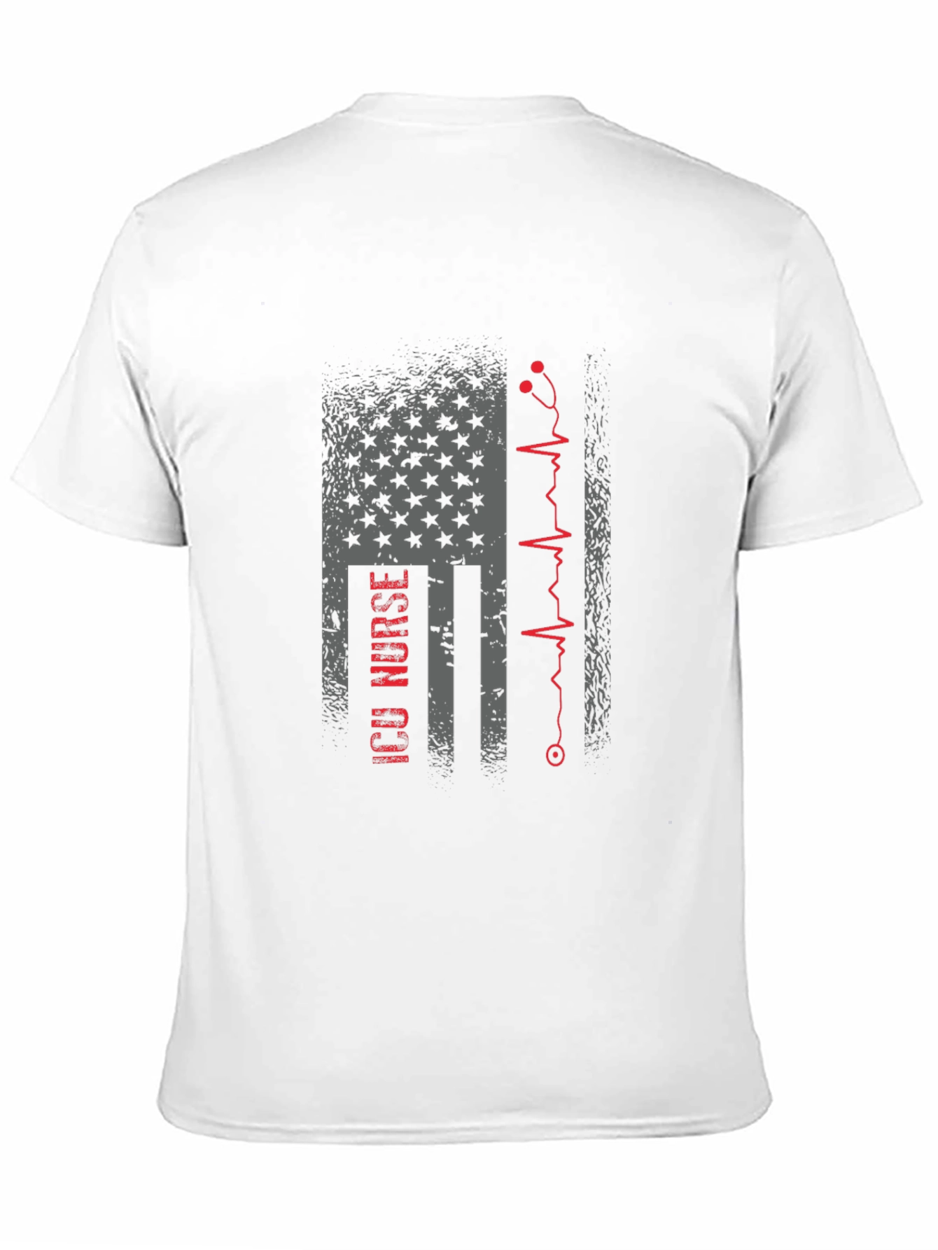 ICU Nurse American Flag Stethoscope T-Shirt