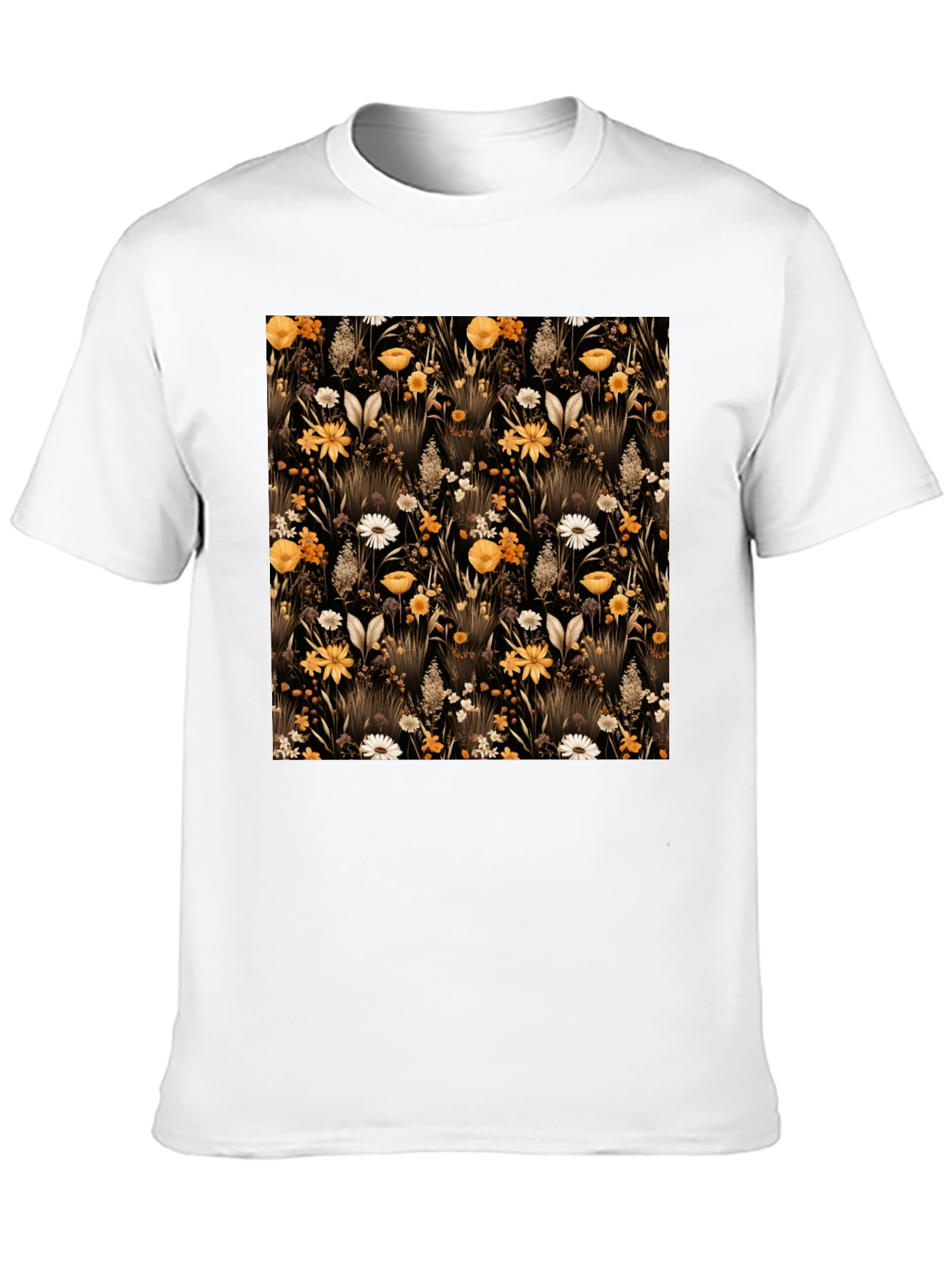 Floral Pattern Black T-Shirt