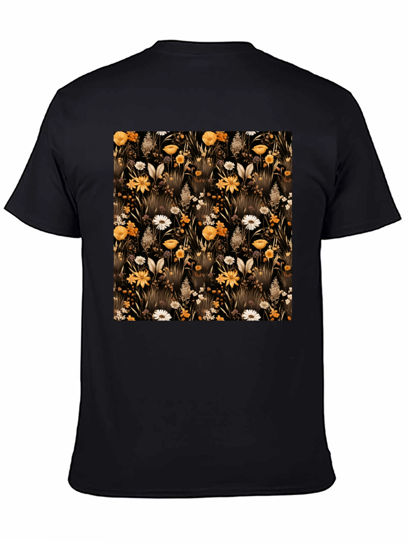 Floral Pattern Black T-Shirt