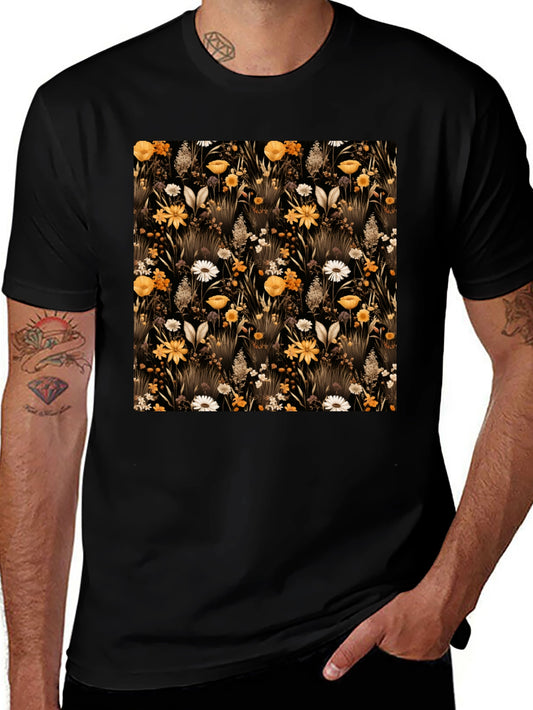 Floral Pattern Black T-Shirt