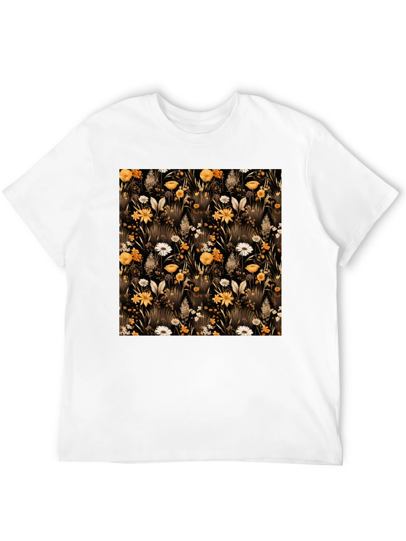 Floral Pattern Black T-Shirt