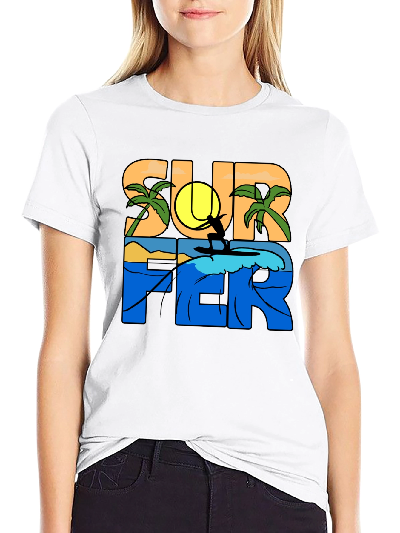 Surfer Graphic T-Shirt - Tropical Beach Vibe