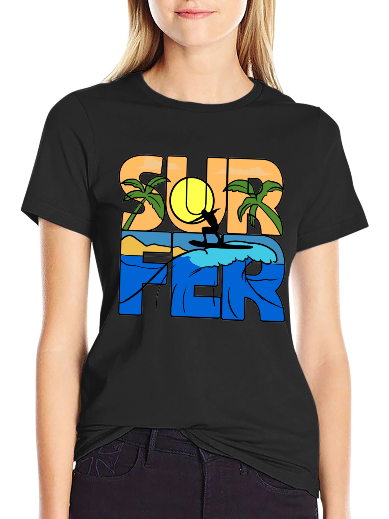Surfer Graphic T-Shirt - Tropical Beach Vibe