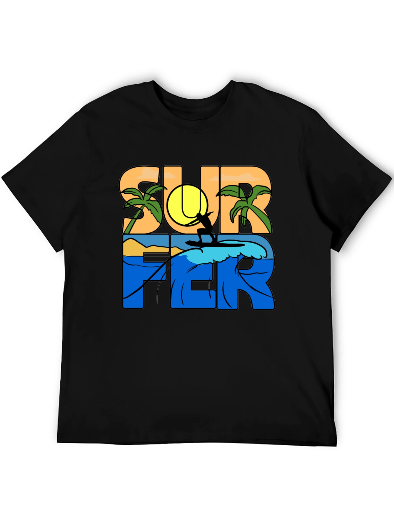 Surfer Graphic T-Shirt - Tropical Beach Vibe