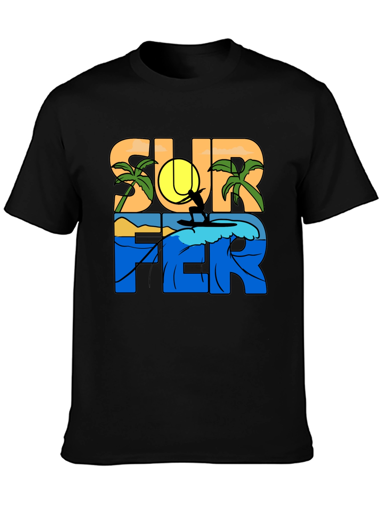 Surfer Graphic T-Shirt - Tropical Beach Vibe