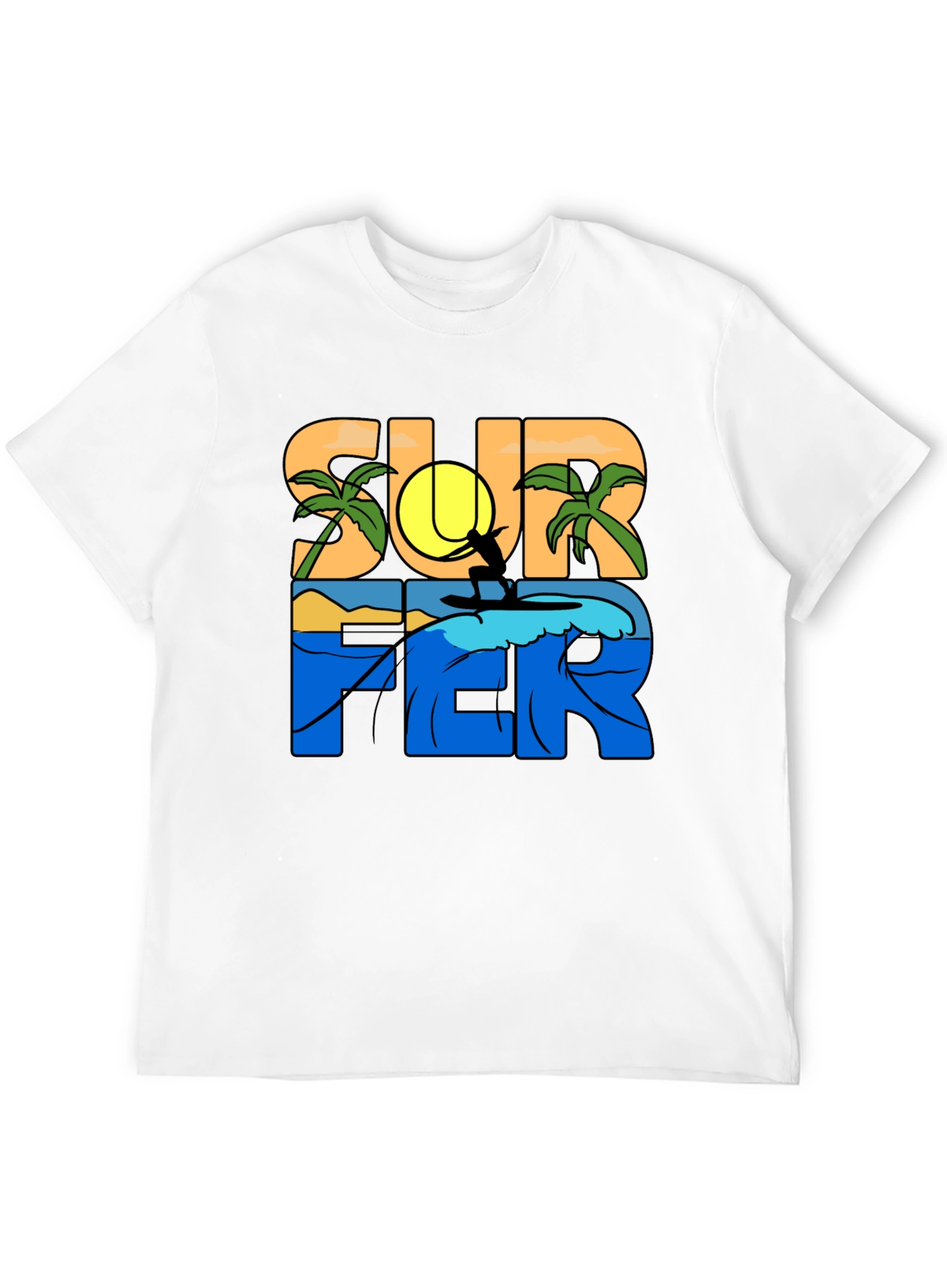 Surfer Graphic T-Shirt - Tropical Beach Vibe