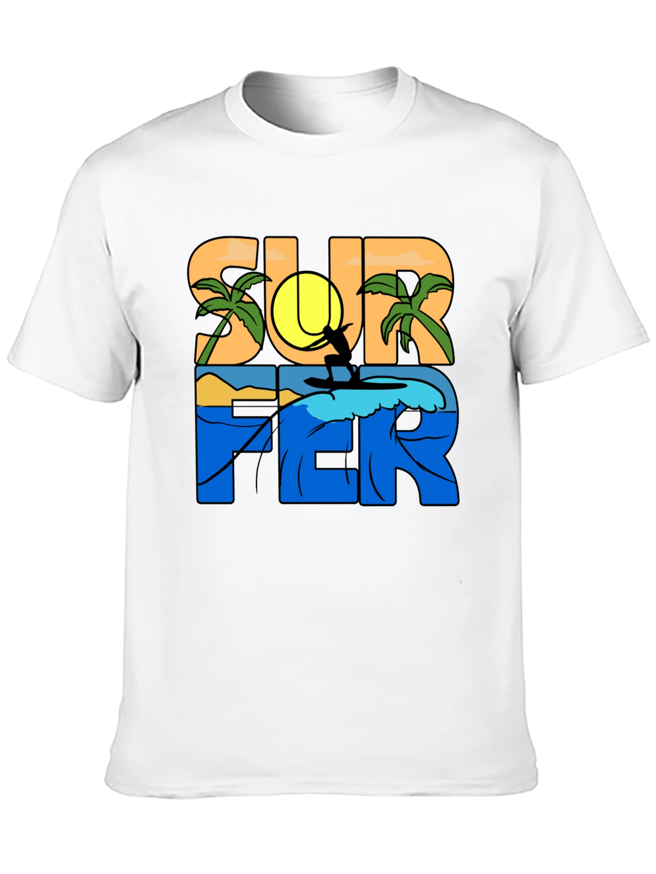 Surfer Graphic T-Shirt - Tropical Beach Vibe