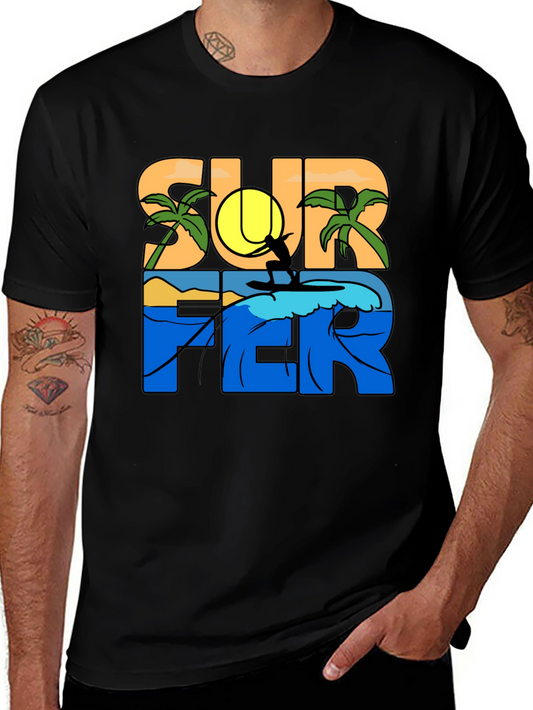 Surfer Graphic T-Shirt - Tropical Beach Vibe