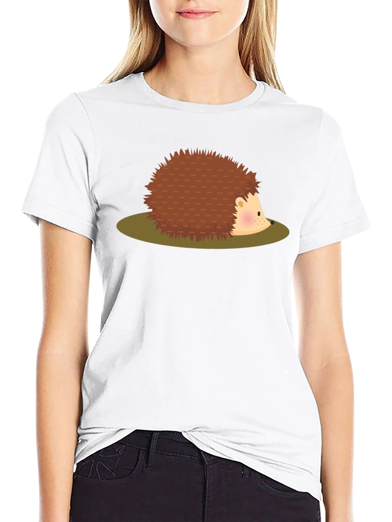 Cute Hedgehog Graphic Tee - Unisex Black T-Shirt