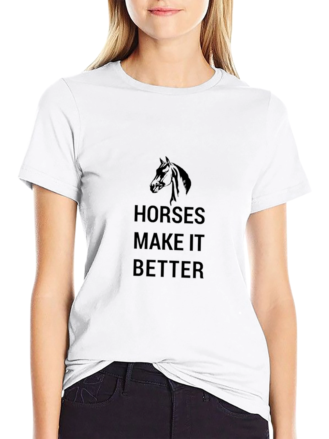 Horses Make It Better Mens Black Graphic Tee