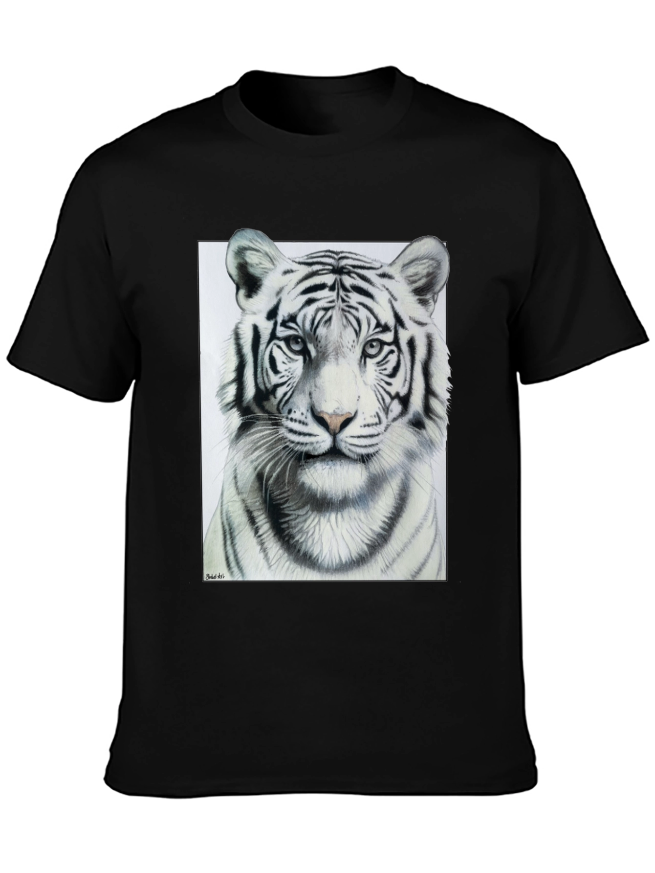 White Tiger Graphic Tee - Mens Black T-Shirt