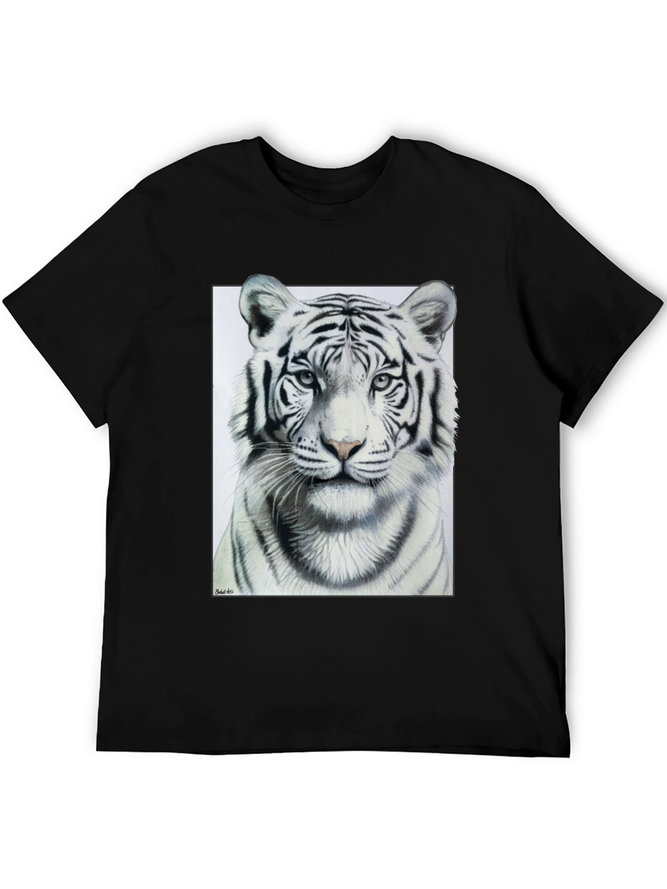 White Tiger Graphic Tee - Mens Black T-Shirt