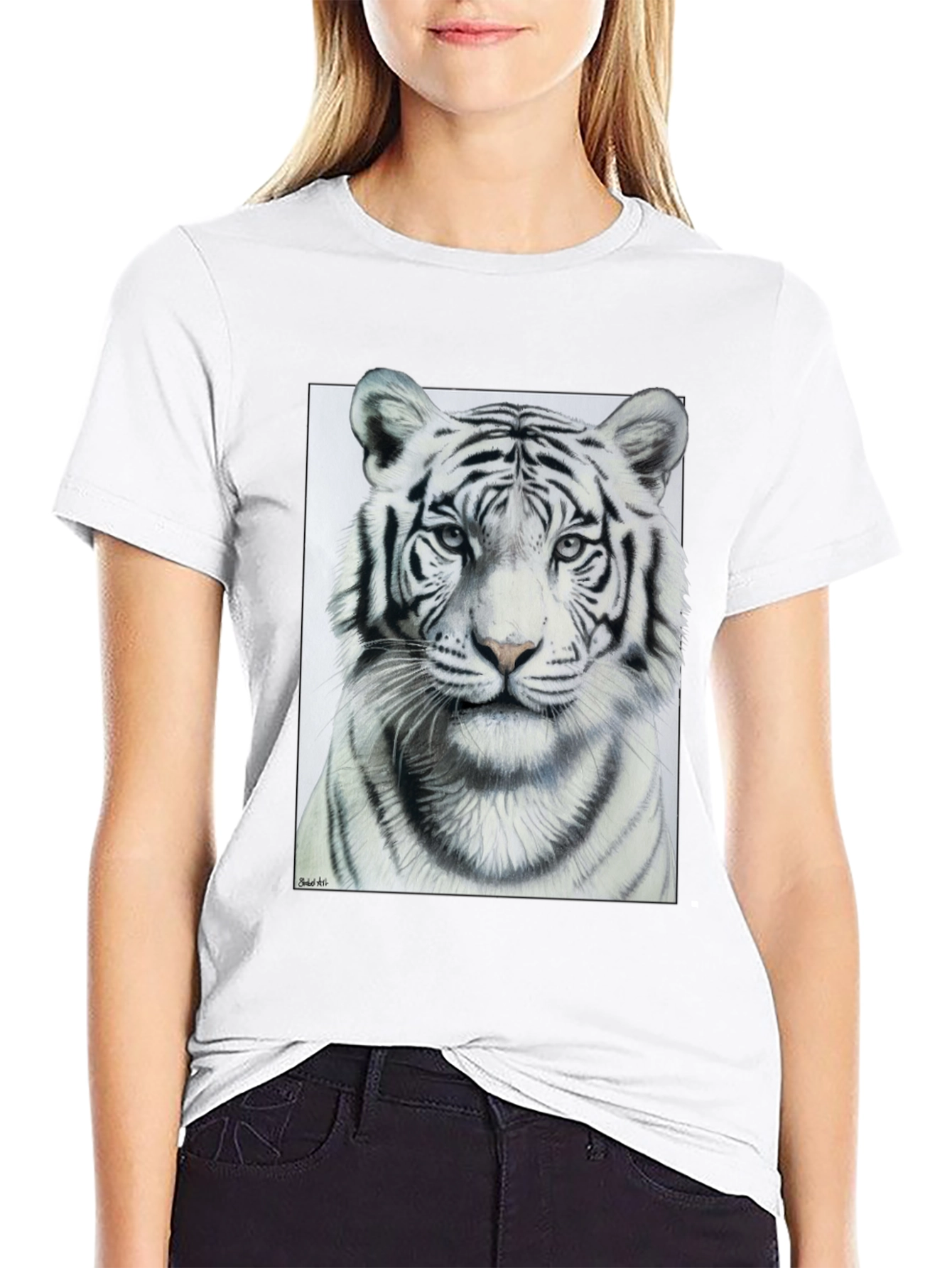 White Tiger Graphic Tee - Mens Black T-Shirt