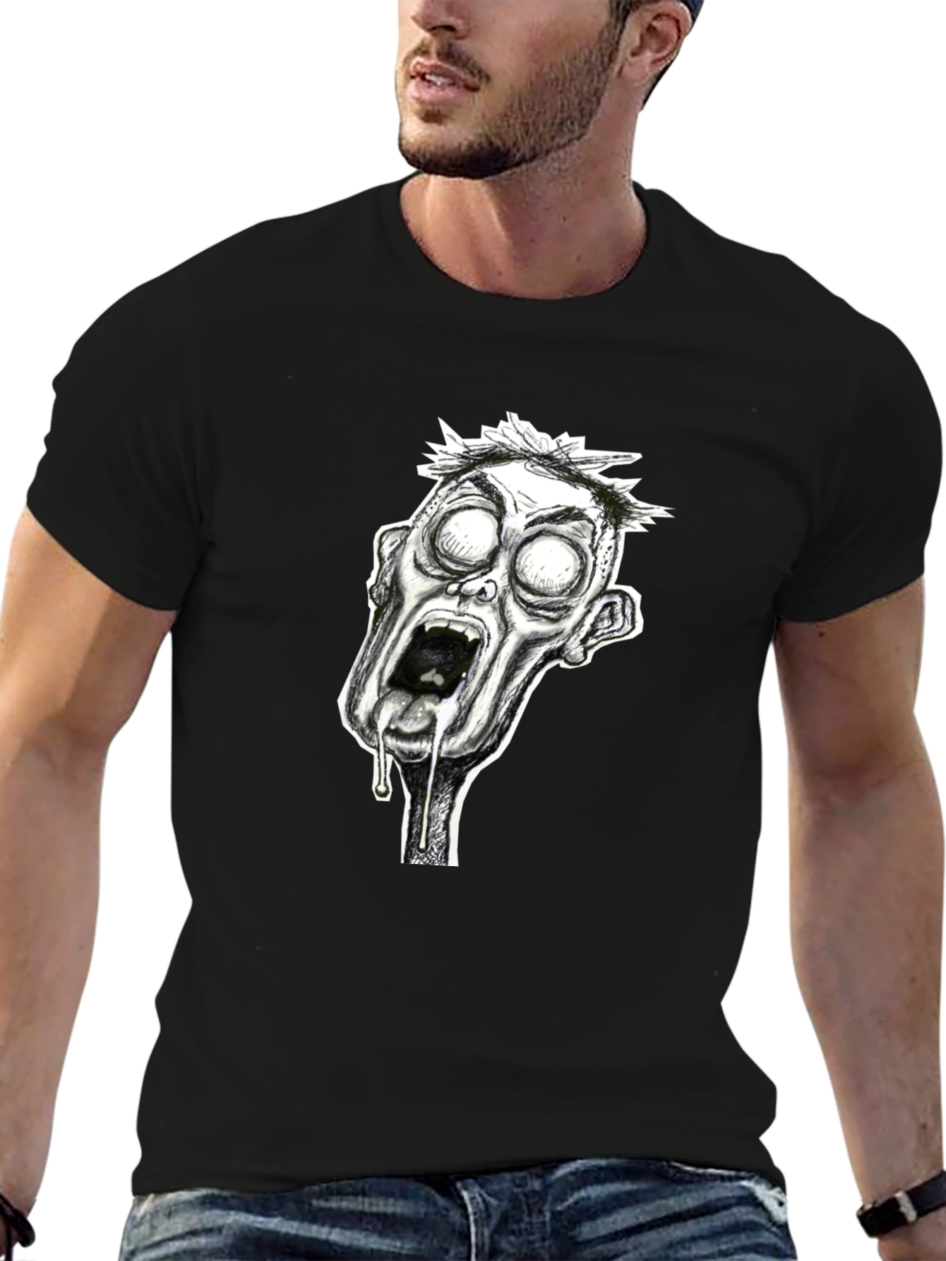 Zombie Graphic Print Black T-Shirt