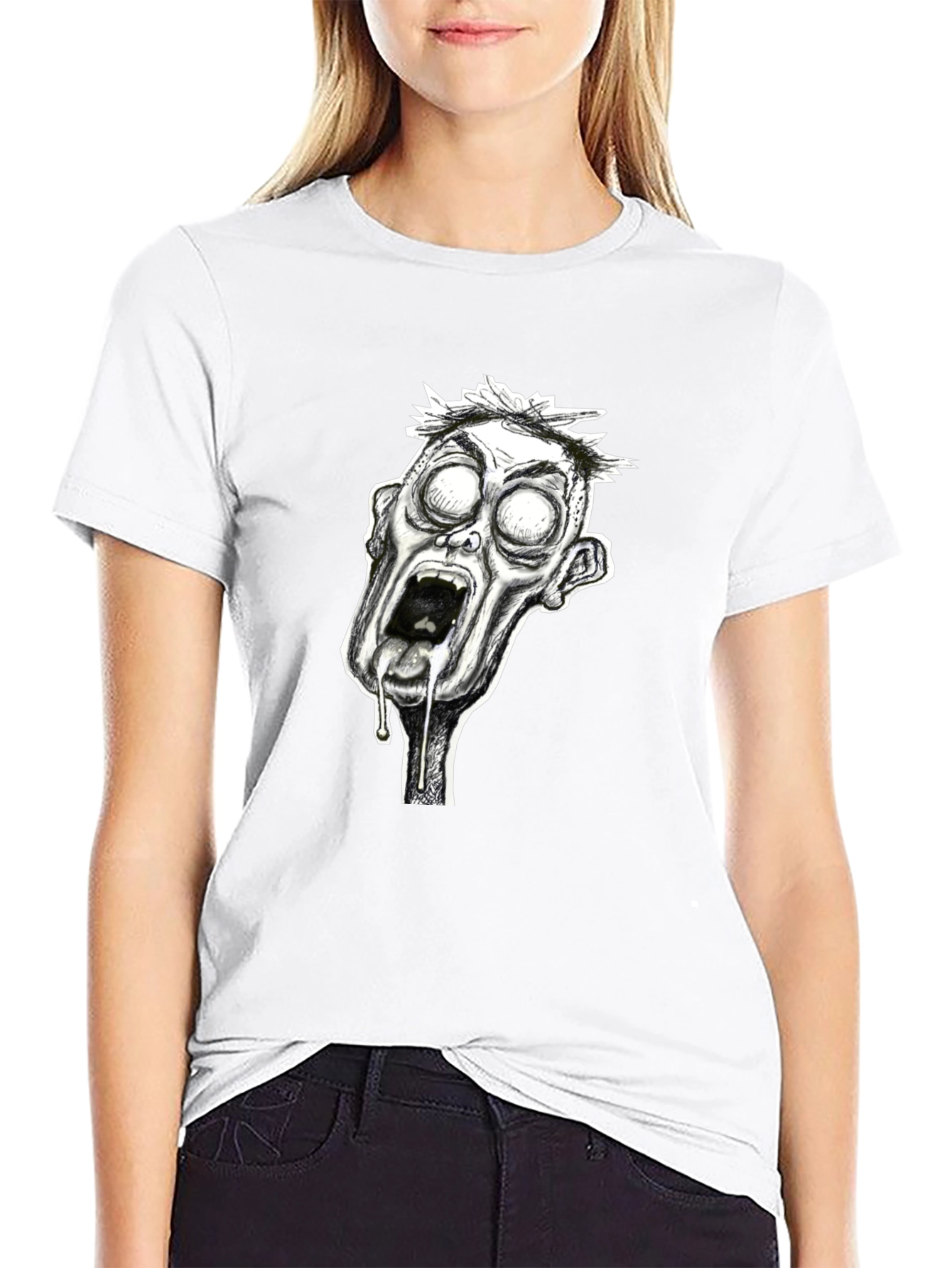Zombie Graphic Print Black T-Shirt