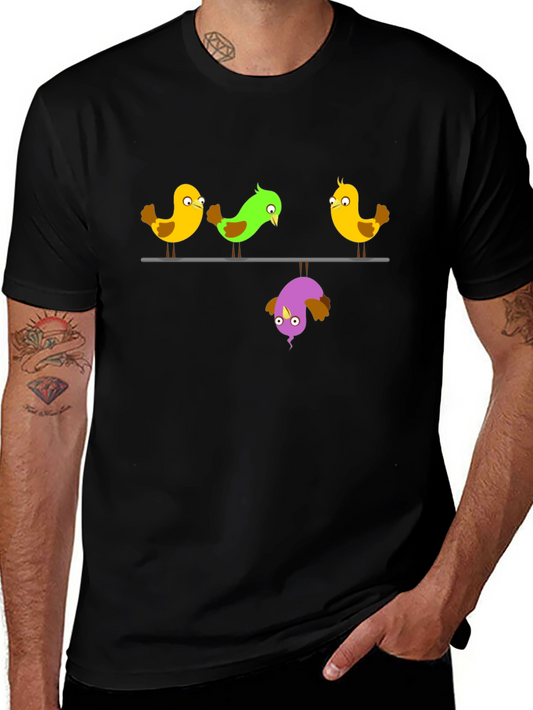 Funny Bird T-Shirt - Upside Down Purple Bird Graphic Tee