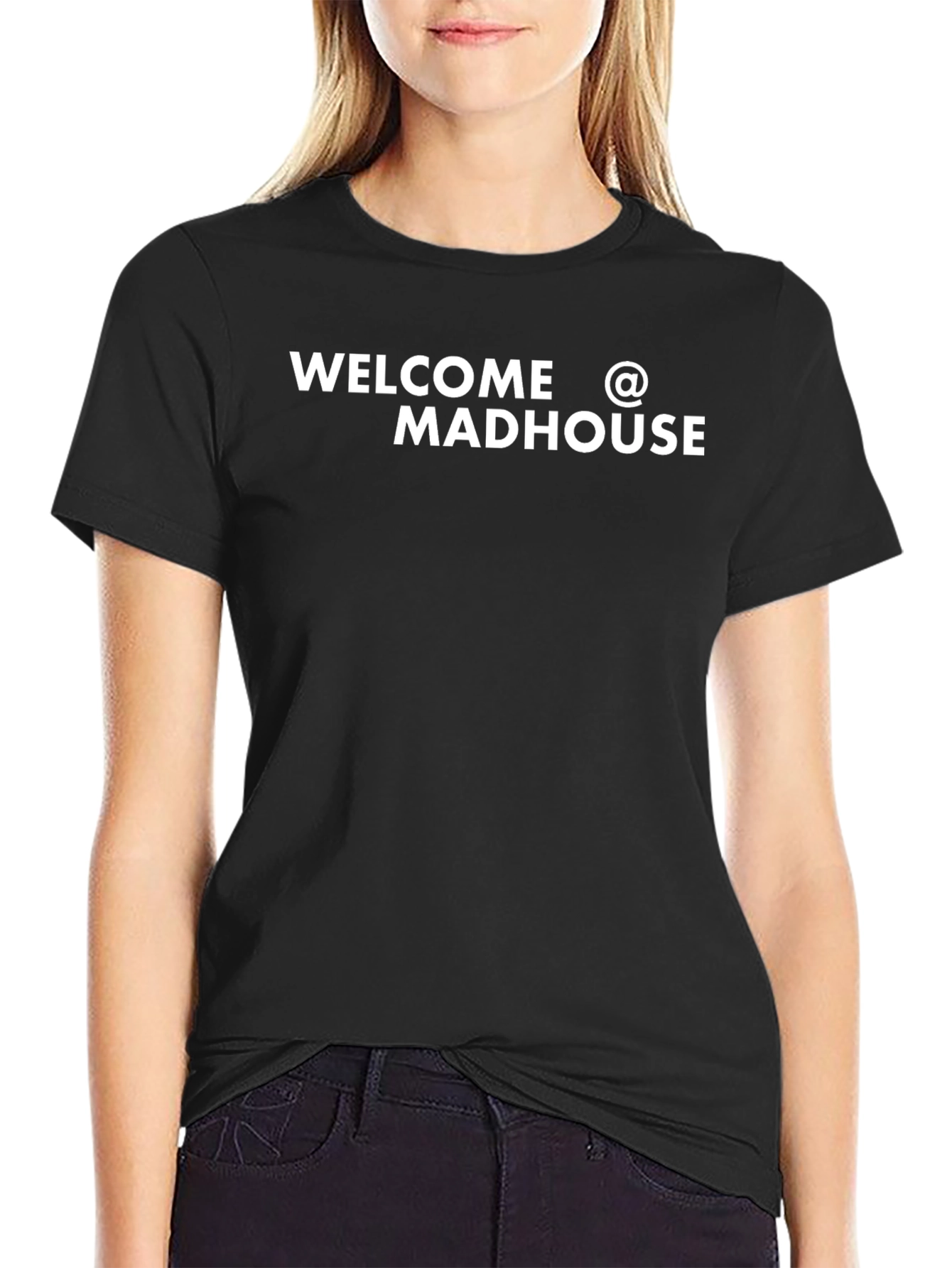 Welcome to Madhouse Graphic Tee - Black Cotton T-Shirt