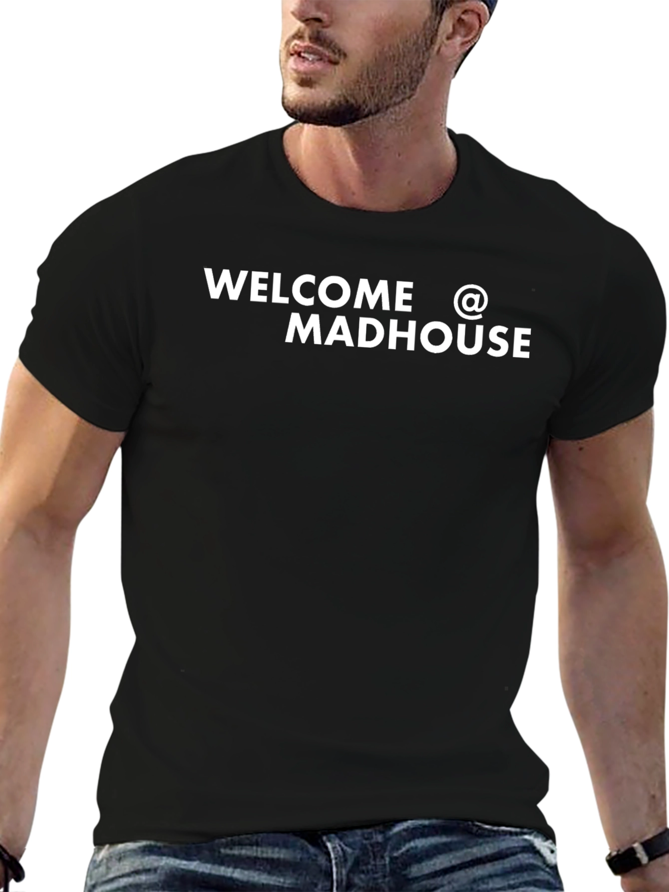 Welcome to Madhouse Graphic Tee - Black Cotton T-Shirt