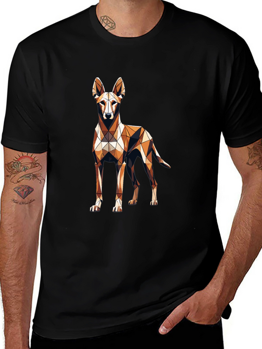 Geometric Dog Graphic Tee - Modern Art Style