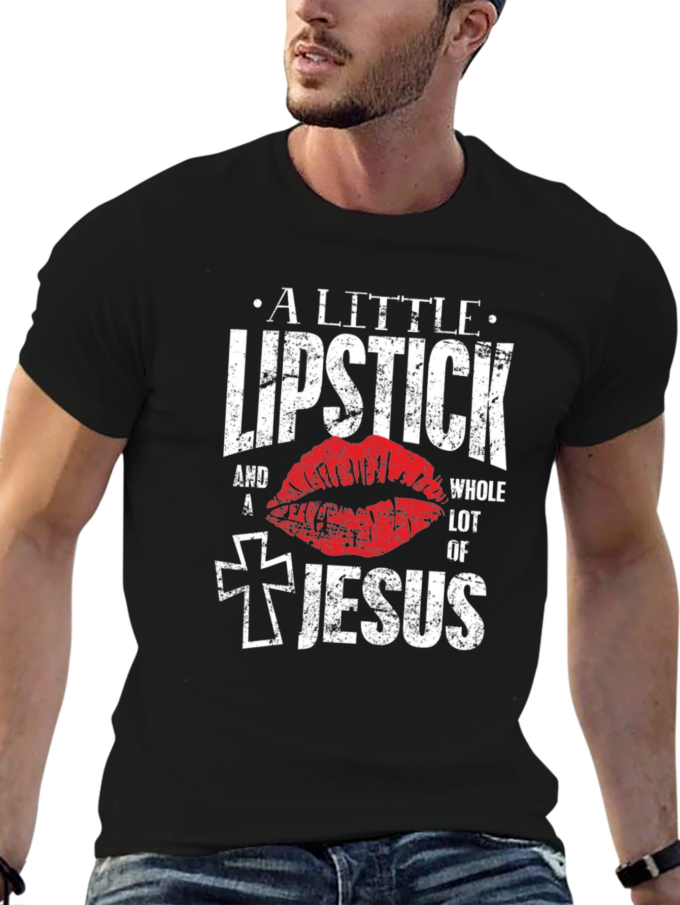 Lipstick and Jesus Graphic T-Shirt