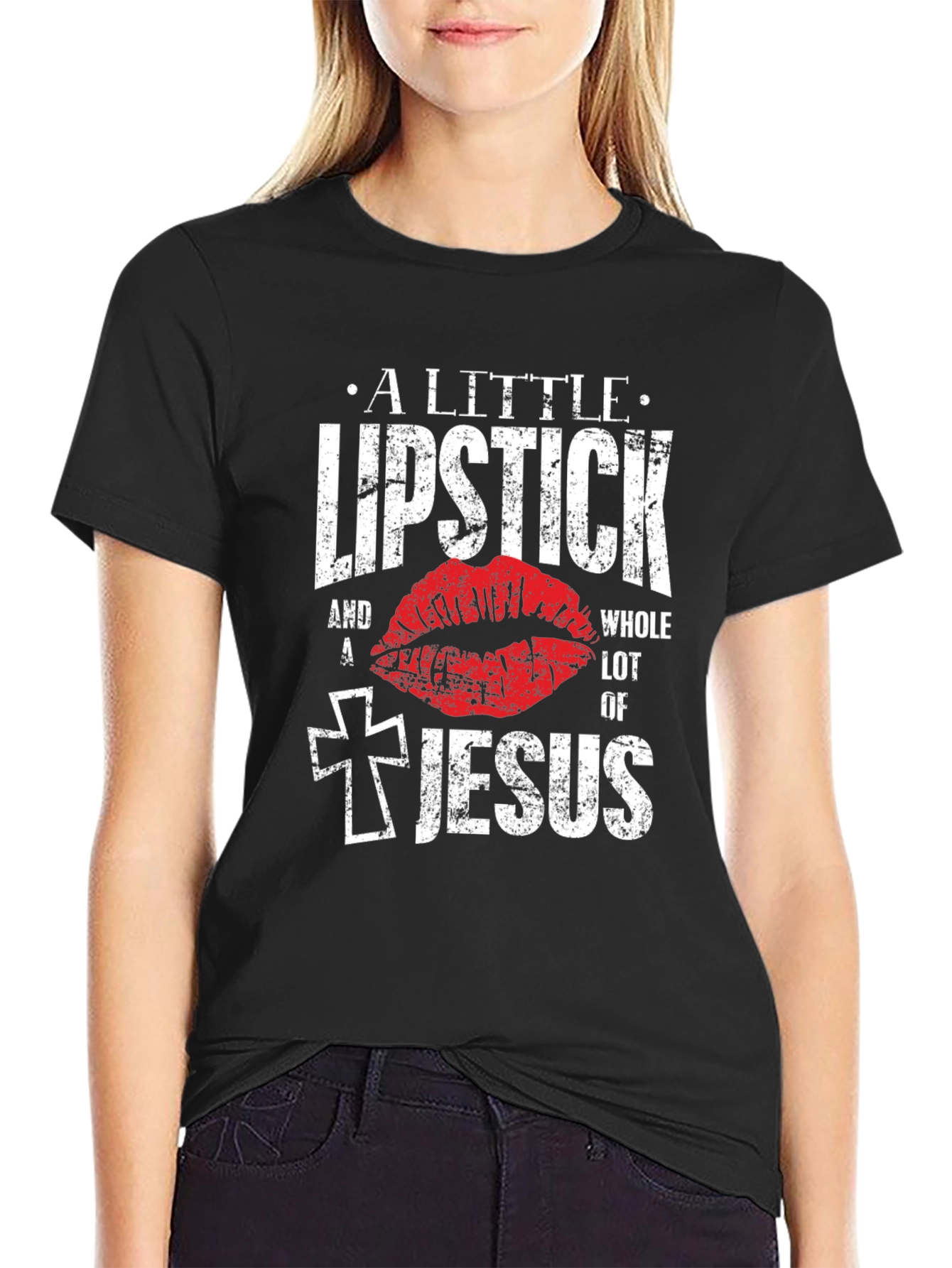 Lipstick and Jesus Graphic T-Shirt