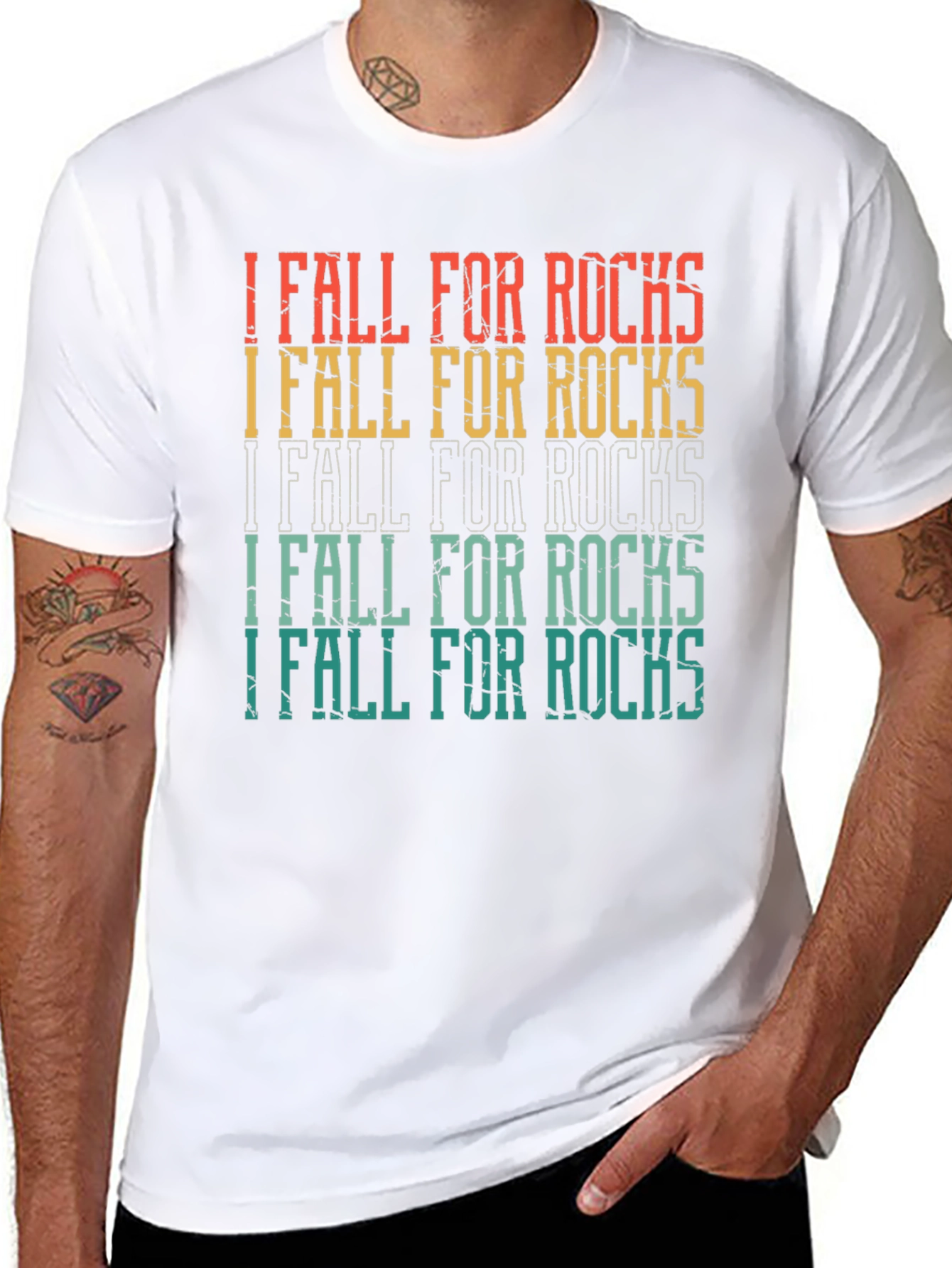 I Fall For Rocks Retro Style Graphic Tee