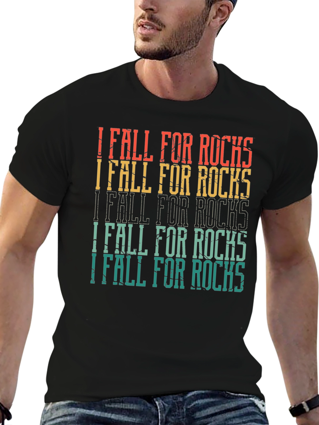 I Fall For Rocks Retro Style Graphic Tee