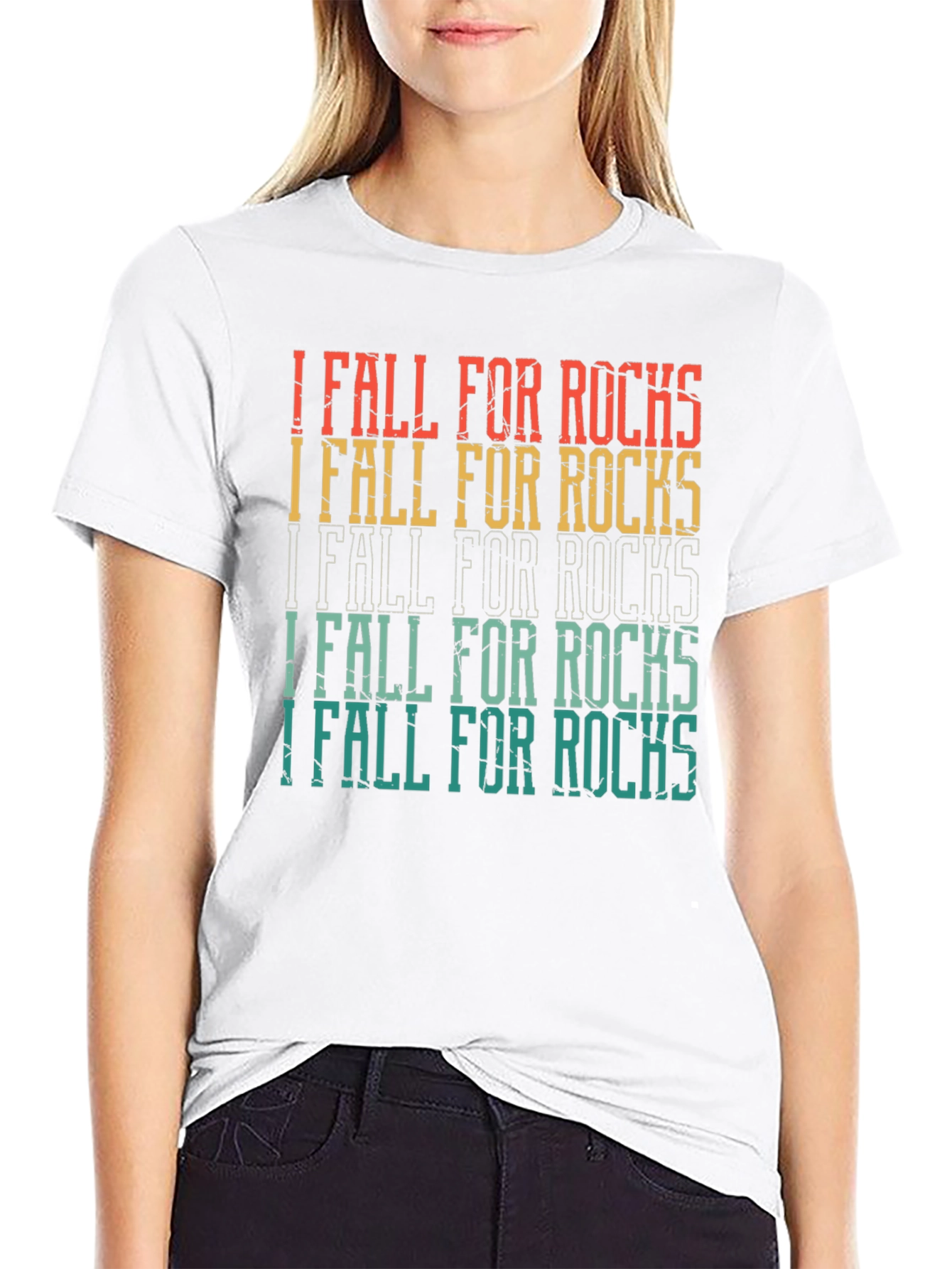 I Fall For Rocks Retro Style Graphic Tee