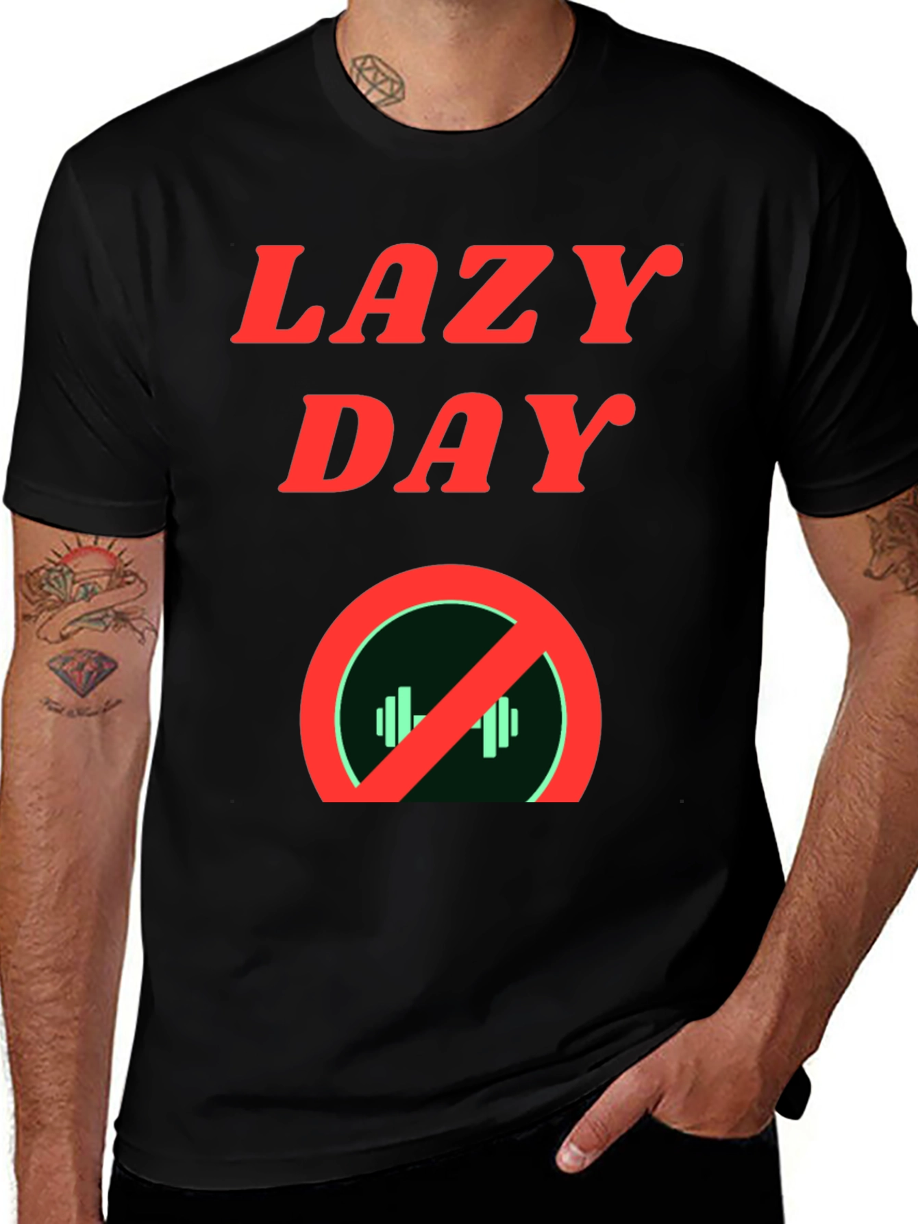 Lazy Day No Gym Black Graphic Tee