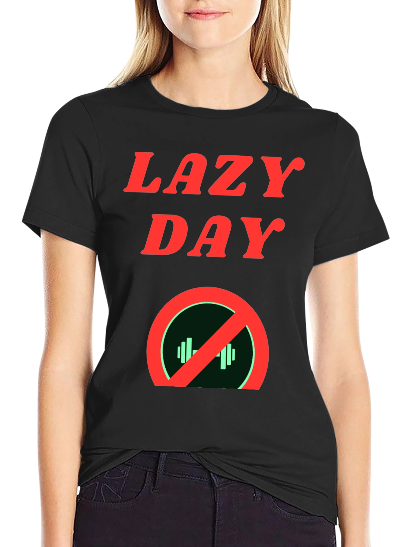 Lazy Day No Gym Black Graphic Tee