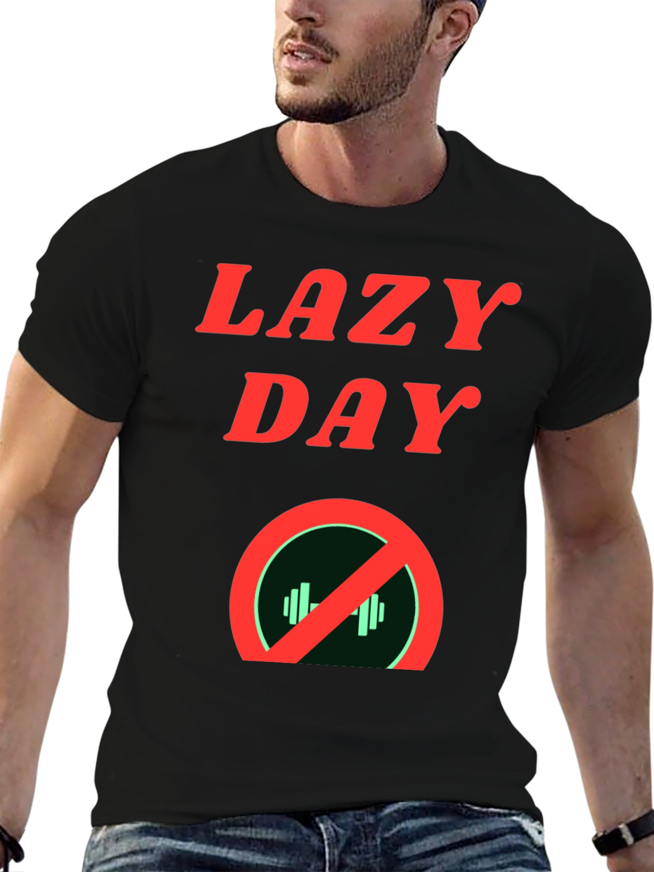 Lazy Day No Gym Black Graphic Tee