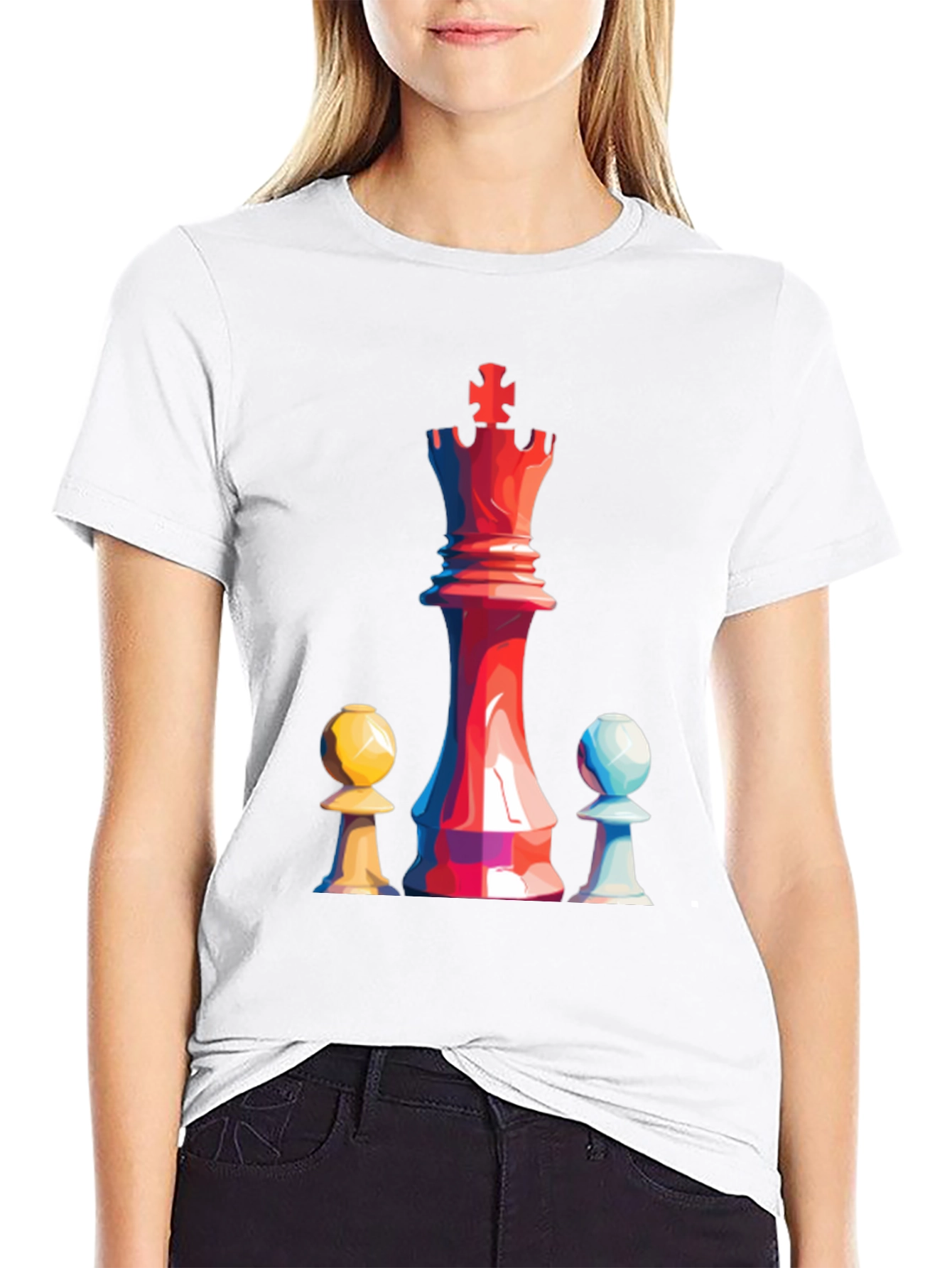 Chess King & Pawns Graphic Tee - Black