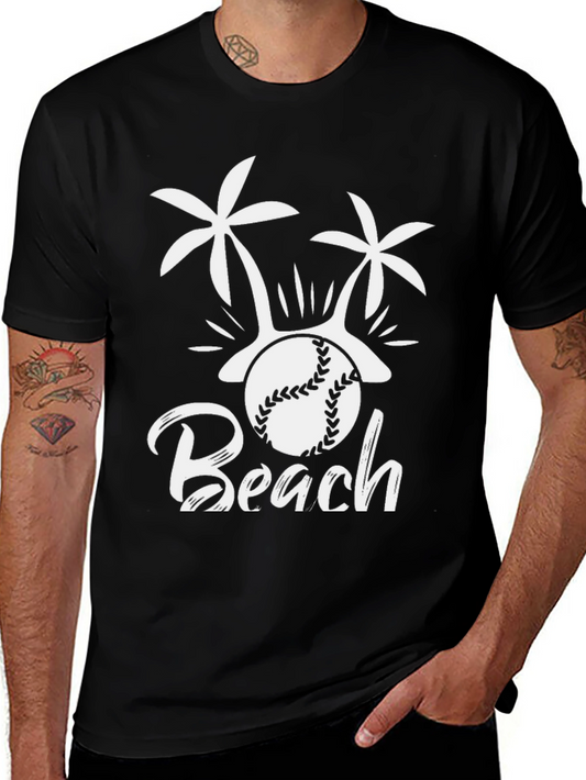 Beach Baseball Graphic Tee - Black