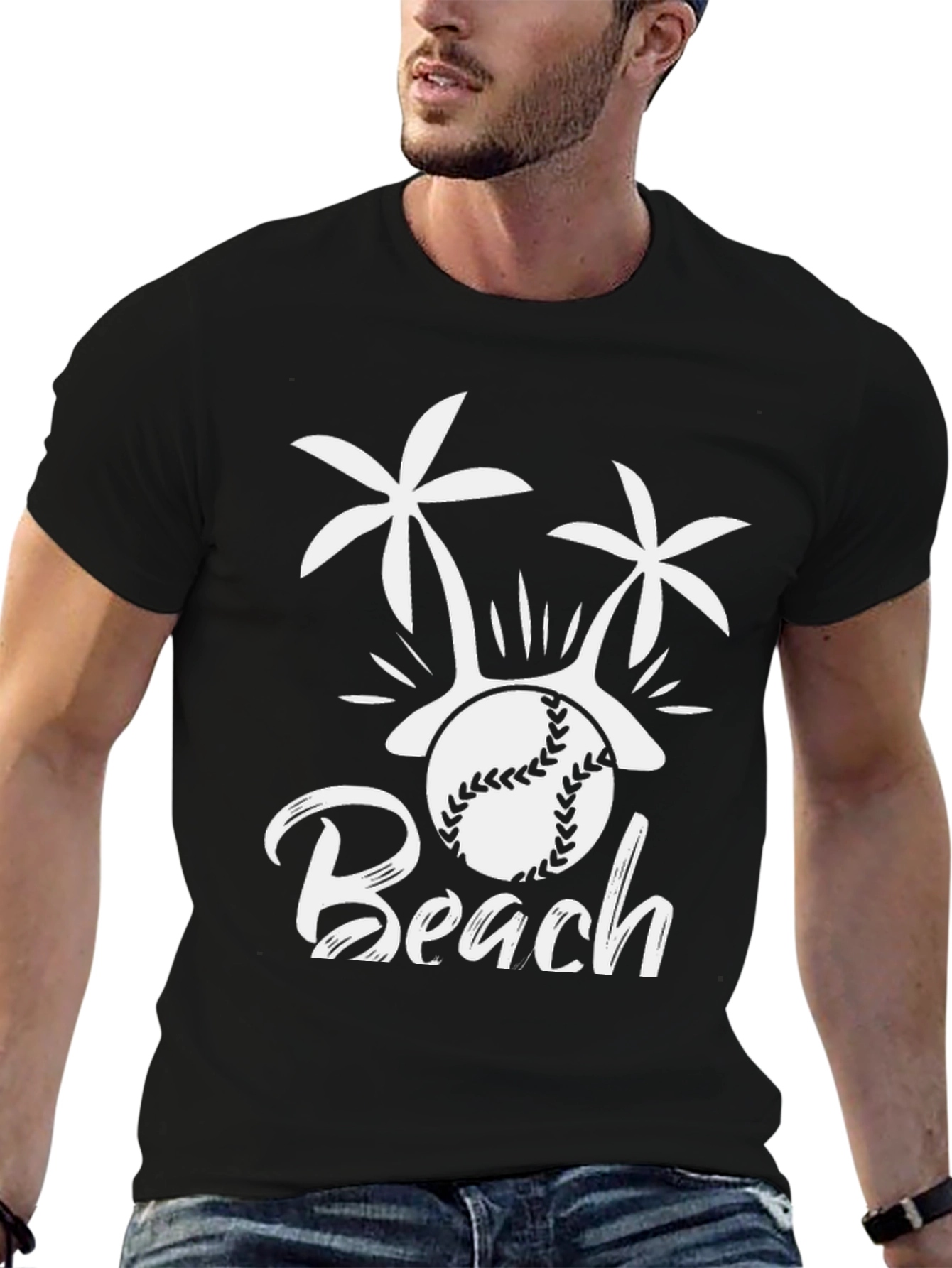 Beach Baseball Graphic Tee - Black