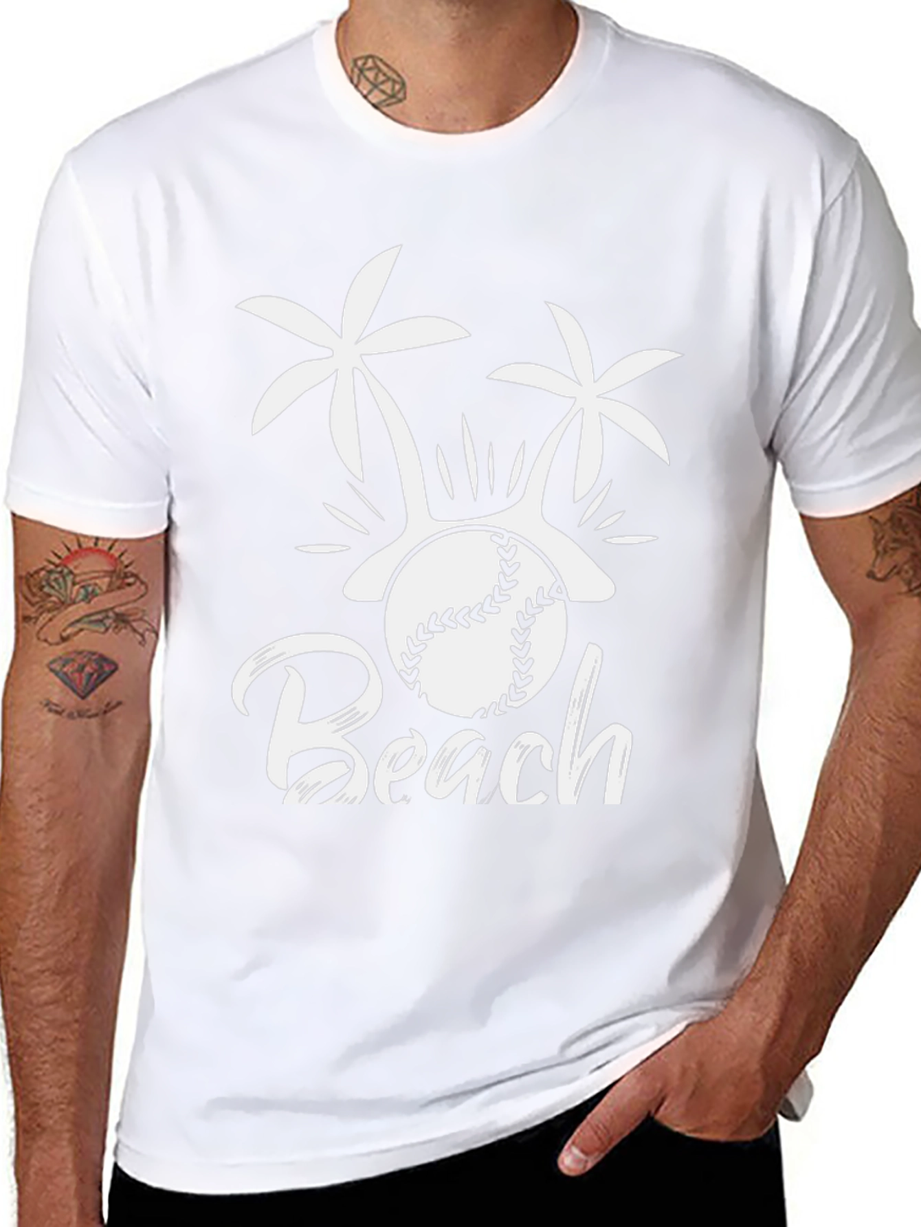 Beach Baseball Graphic Tee - Black