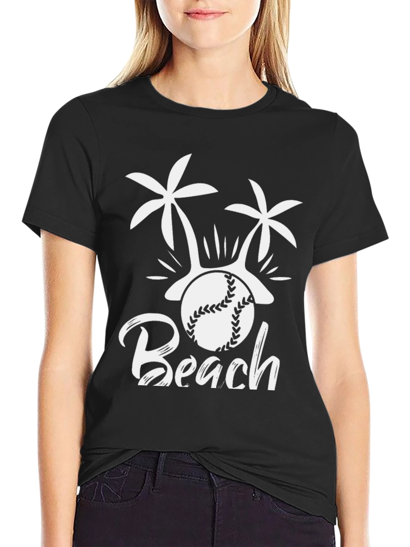 Beach Baseball Graphic Tee - Black