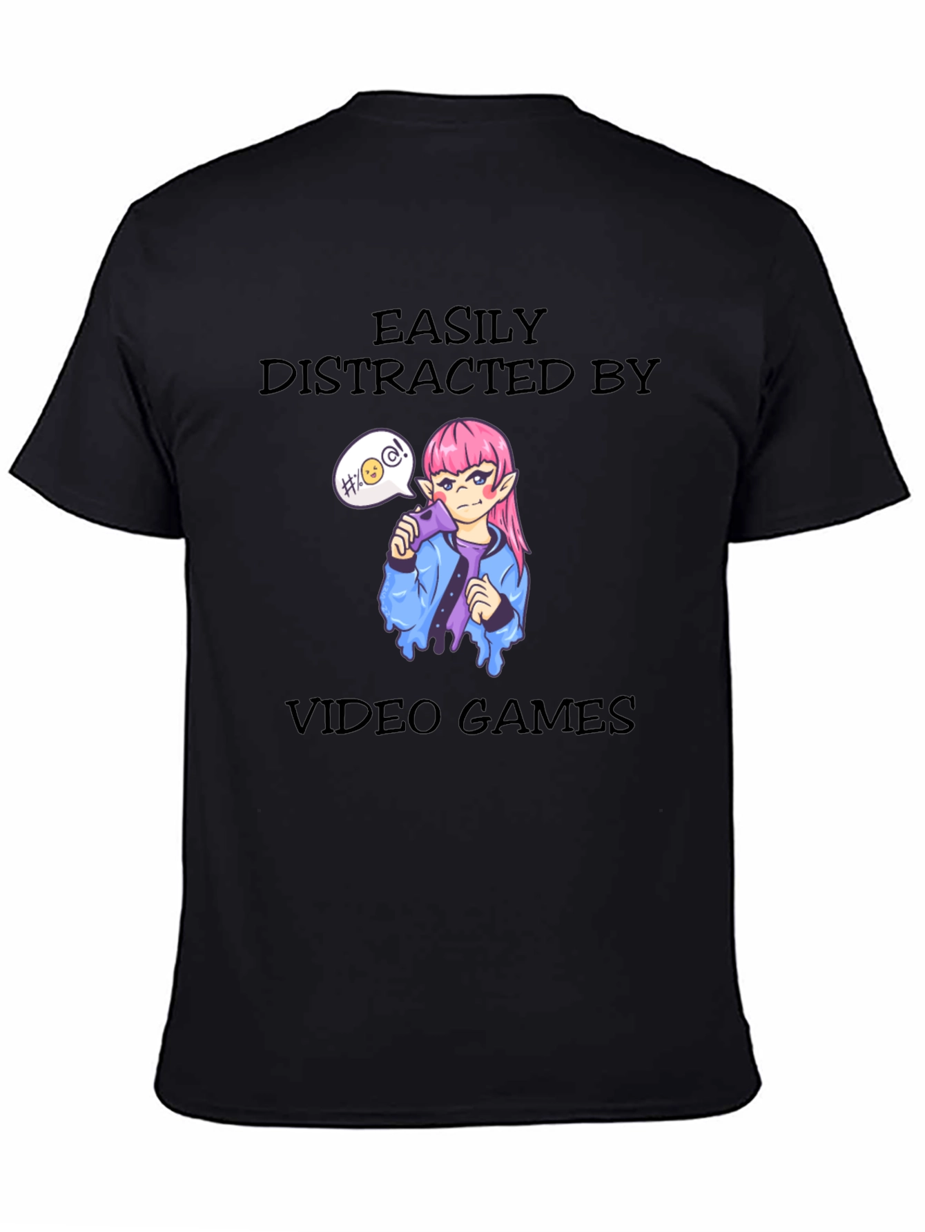 Easily Distracted By Video Games Black T-Shirt