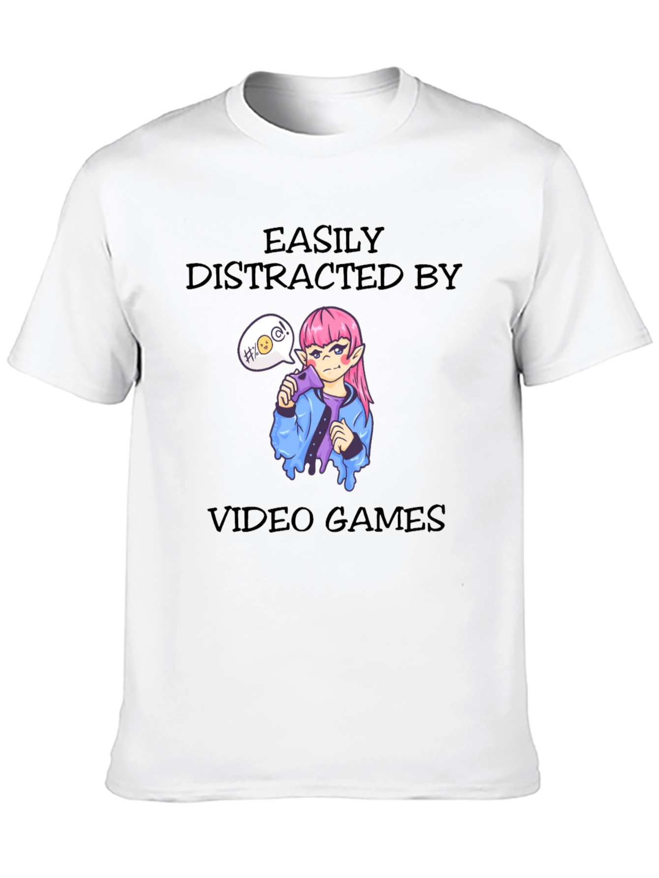 Easily Distracted By Video Games Black T-Shirt