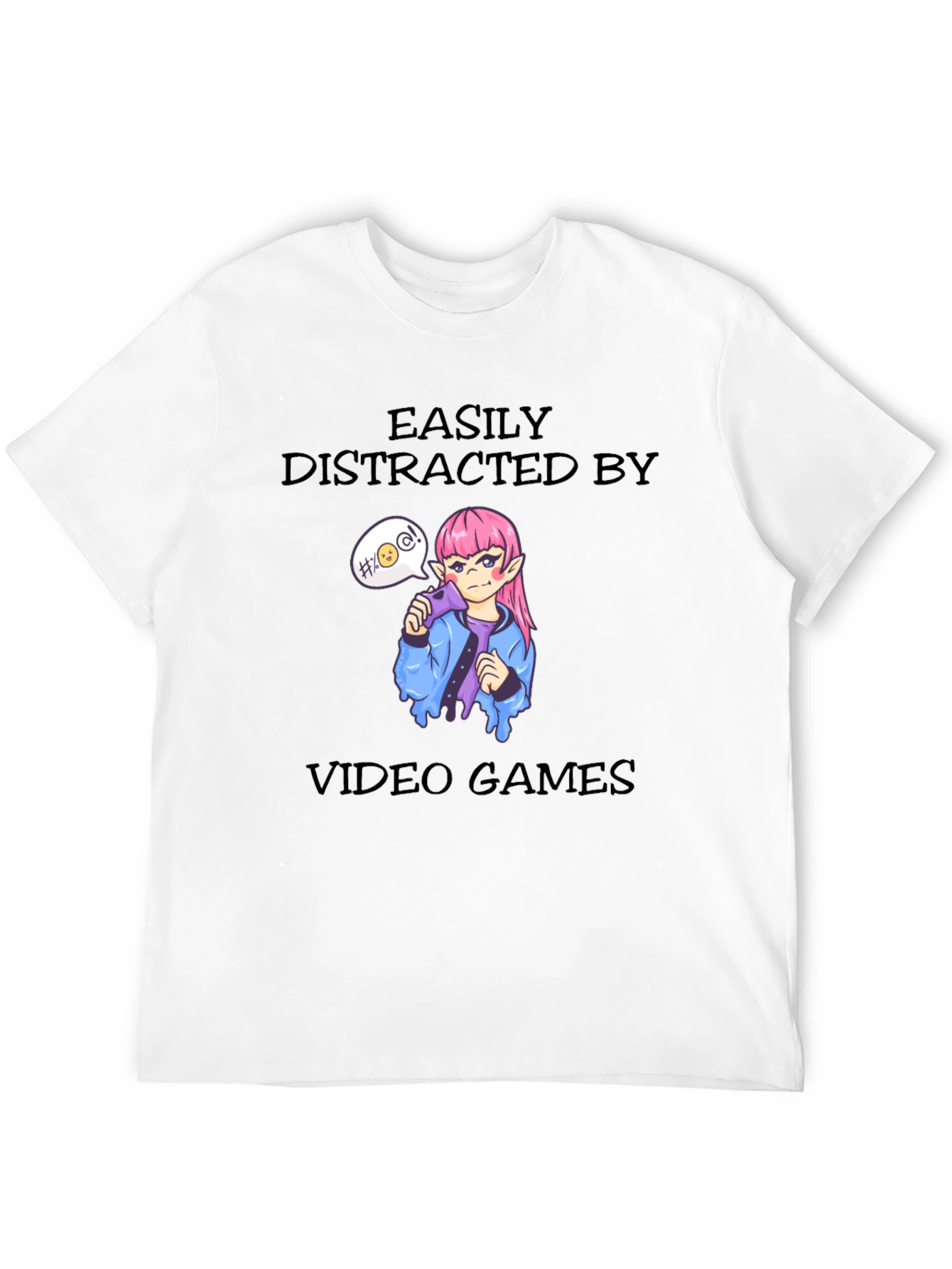 Easily Distracted By Video Games Black T-Shirt