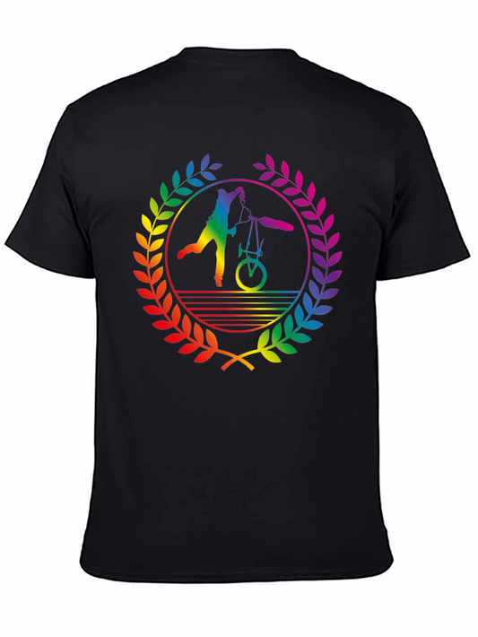 Rainbow Bicycle Silhouette Black T-Shirt
